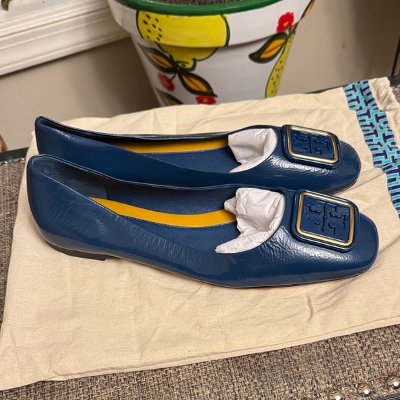 Tory Burch Navy Blue Georgia Ballet Jeans Flats size 10M - Picture 2 of 6